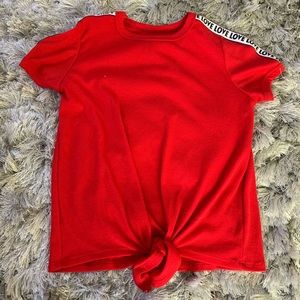 Red Shirt with tie and love words